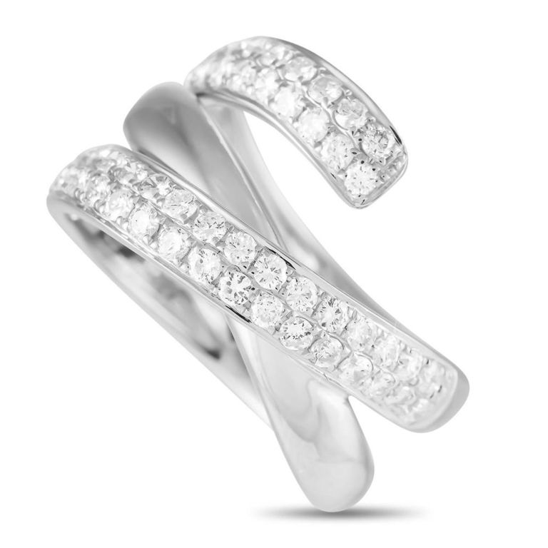 18k white gold diamond coil ring