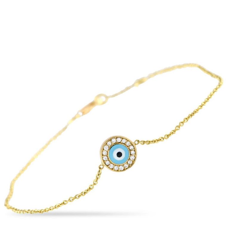 18k yellow gold evil eye bracelet
