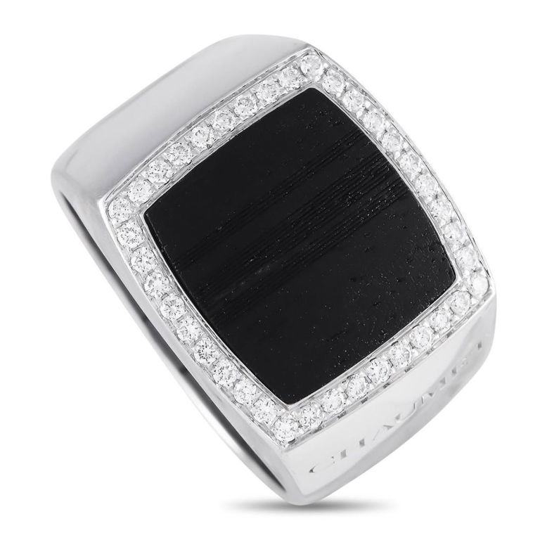 18k white gold diamond and wood ring
