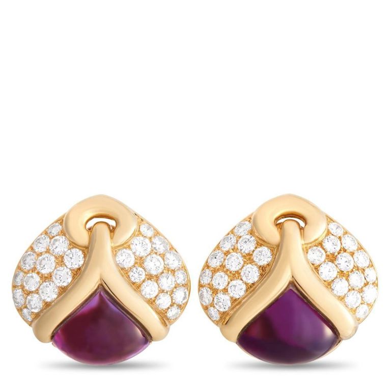 18k gold diamond amethyst earrings