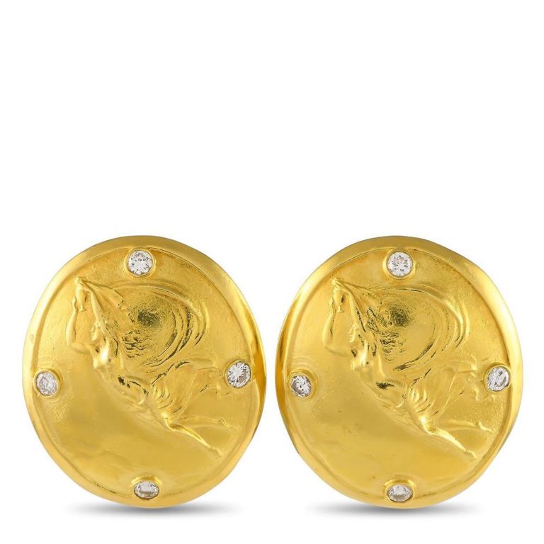 18k yellow gold diamond clip-on earrings