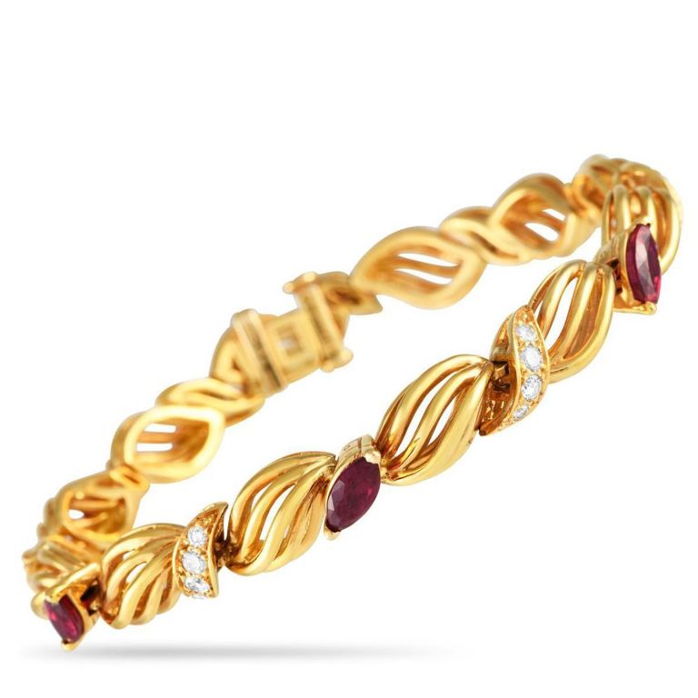 18k yellow gold diamond ruby bracelet
