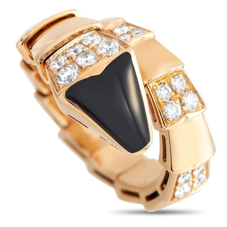 18k rose gold diamond onyx ring