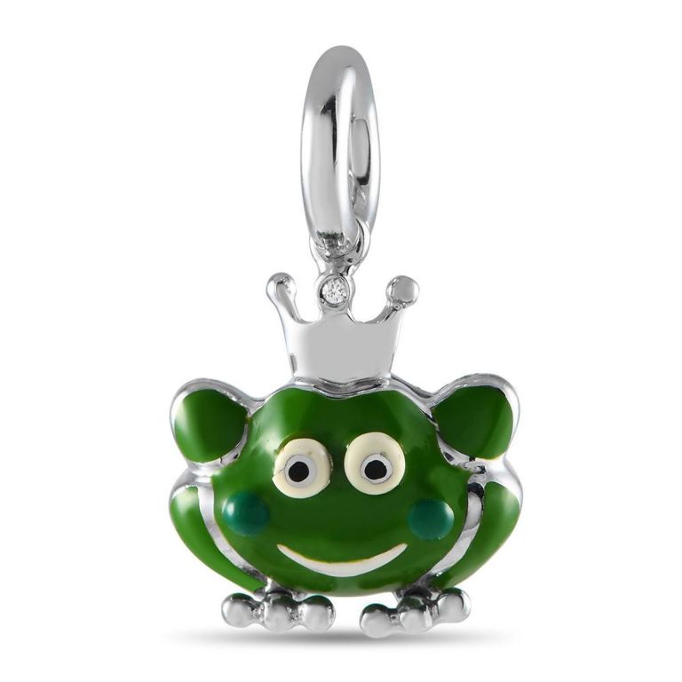 18k white gold enamel frog charm