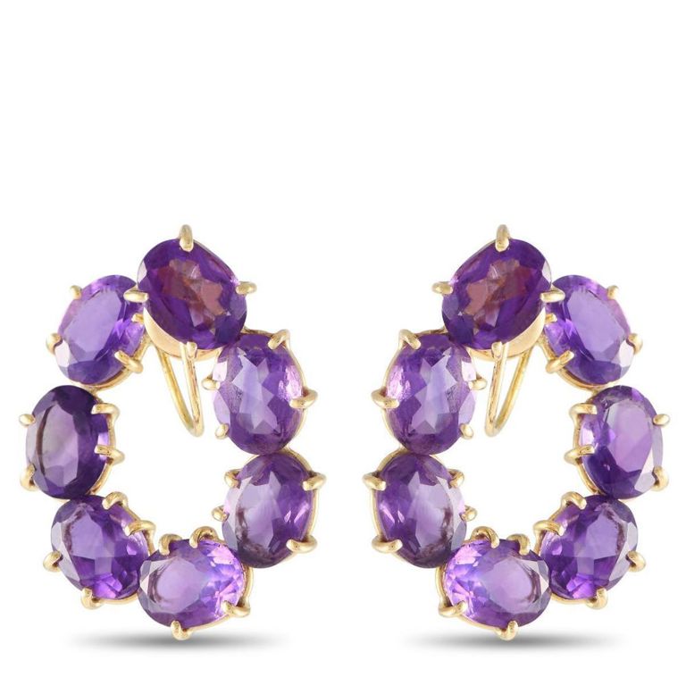 18k yellow gold amethyst circlet earrings