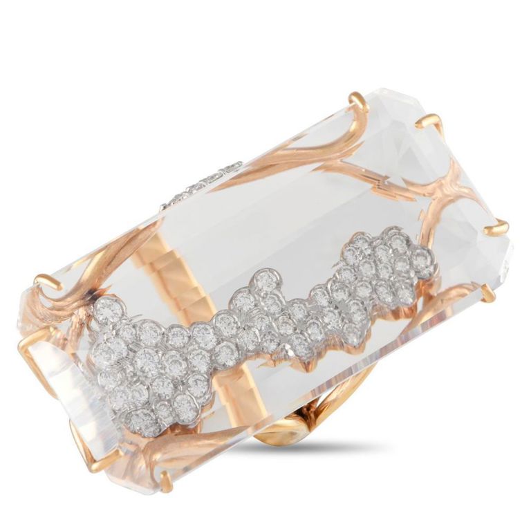 18k yellow gold diamond crystal ring