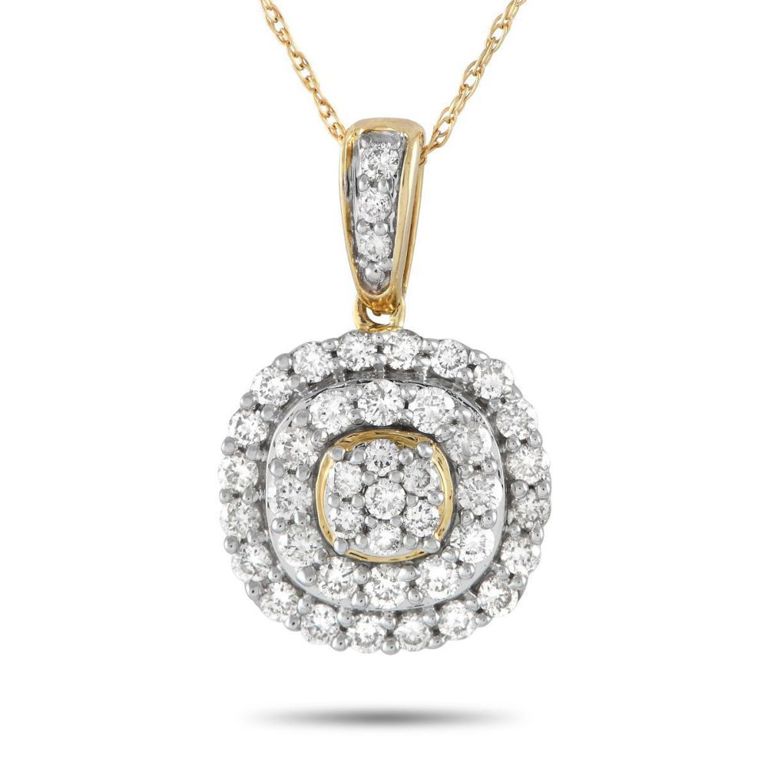 14k yellow gold diamond pendant necklace