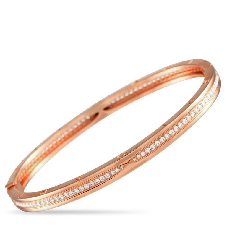 18k rose gold diamond bangle bracelet