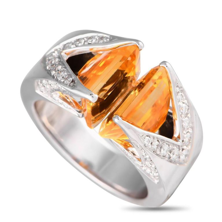 18k white gold diamond citrine ring
