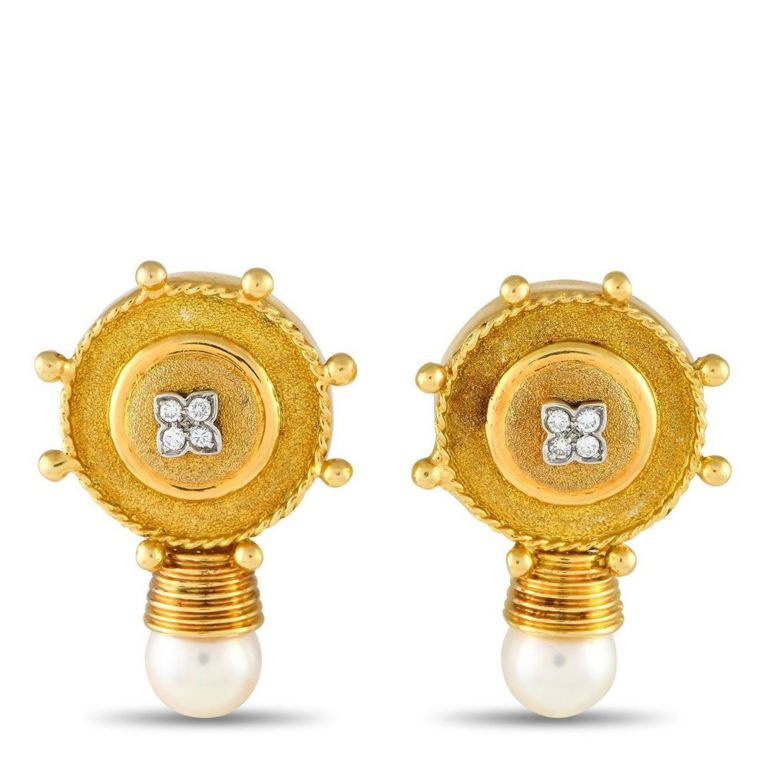 18k yellow gold pearl earrings