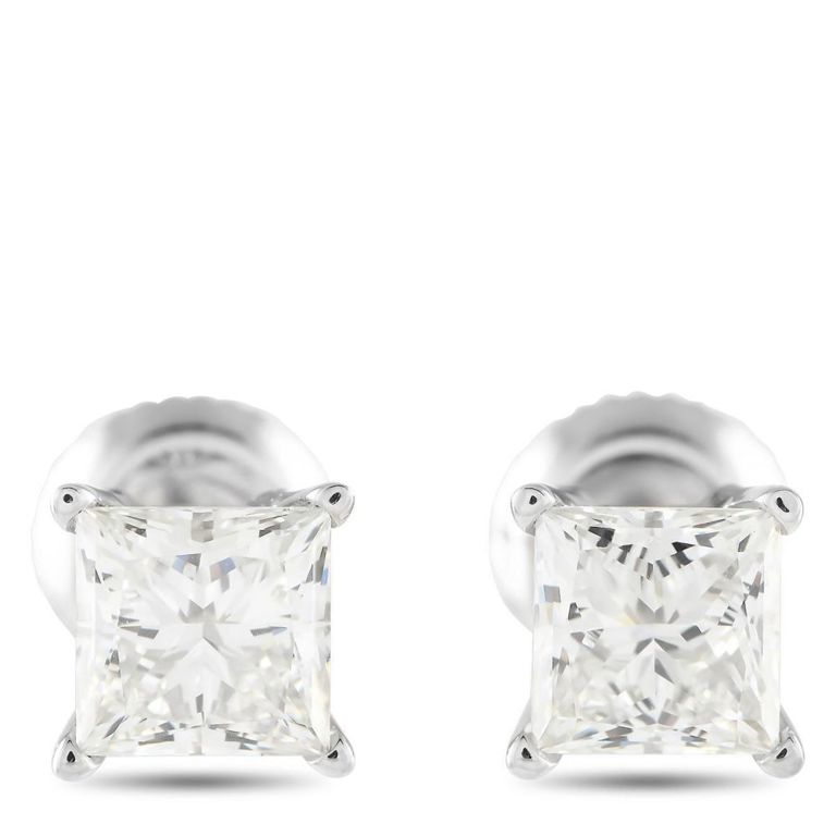 14k white gold diamond stud earrings