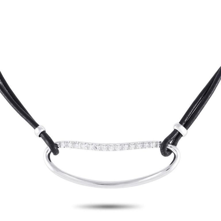 18k white gold diamond cord necklace