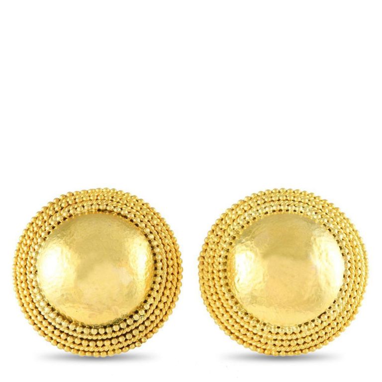 22k yellow gold domed disc earrings