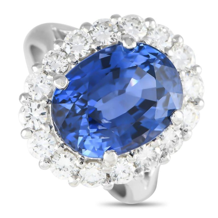 18k white gold diamond sapphire ring