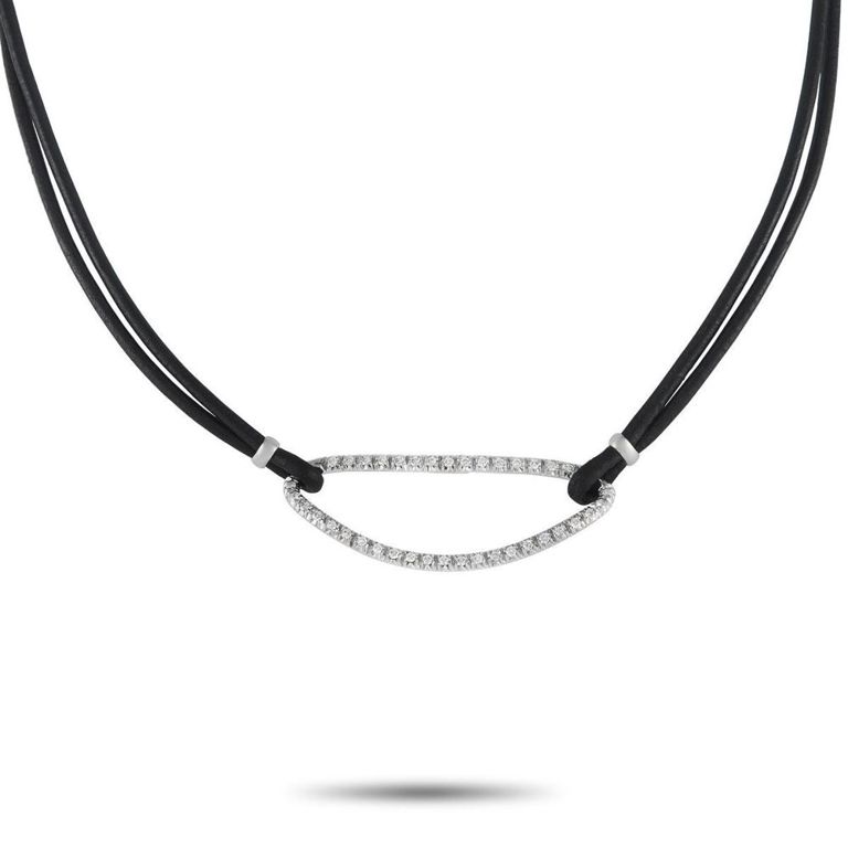 18k white gold diamond cord necklace