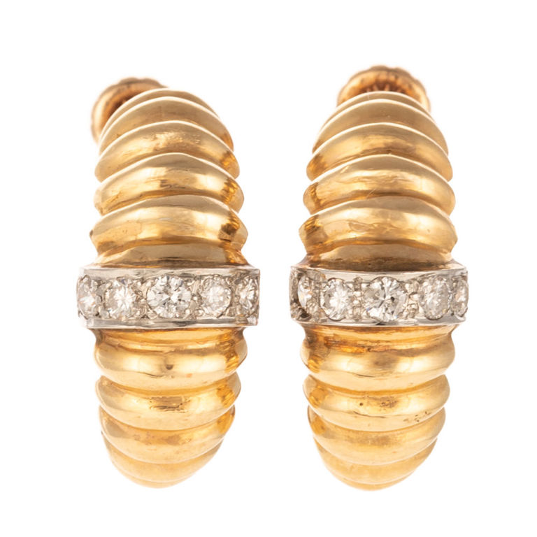 14k yellow gold diamond hoop earrings