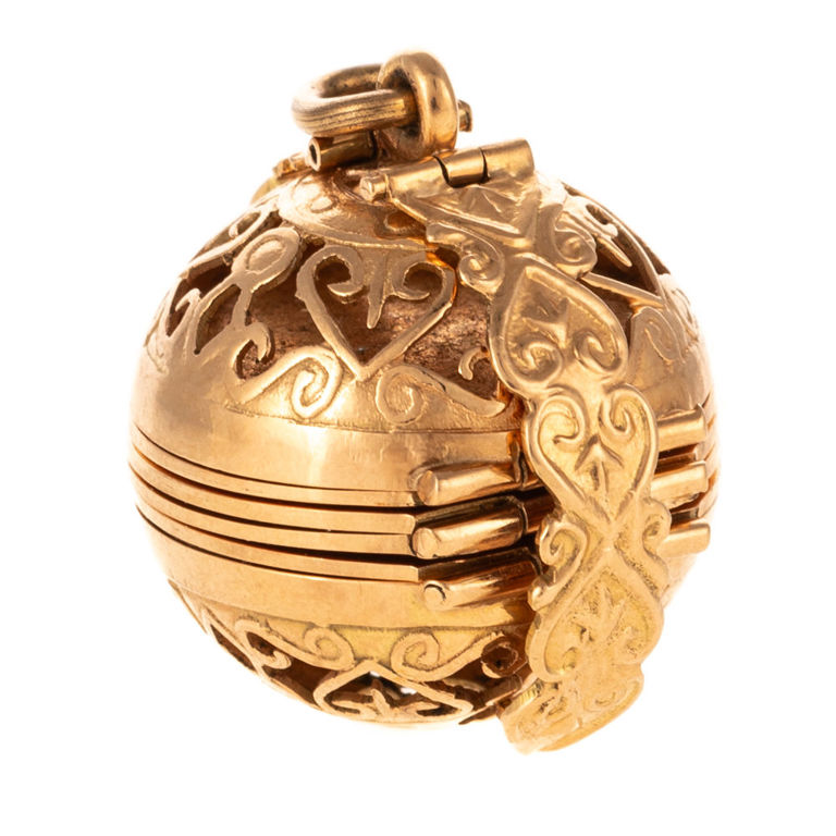 14k yellow gold folding photo orb charm pendant