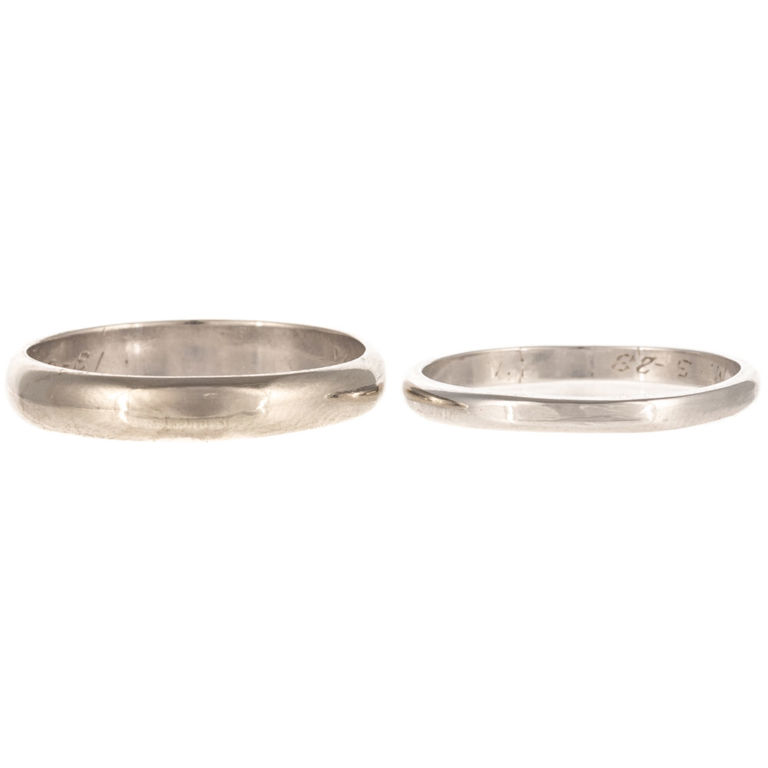 Two 14k white gold wedding rings