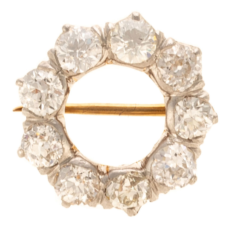 Platinum topped 14k yellow gold diamond brooch/pendant