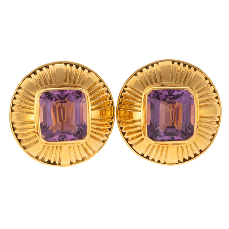 18k yellow gold amethyst earrings