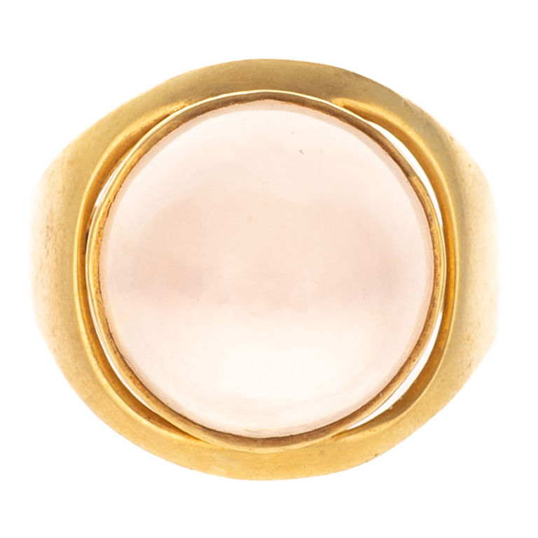 14k yellow gold rose quartz ring