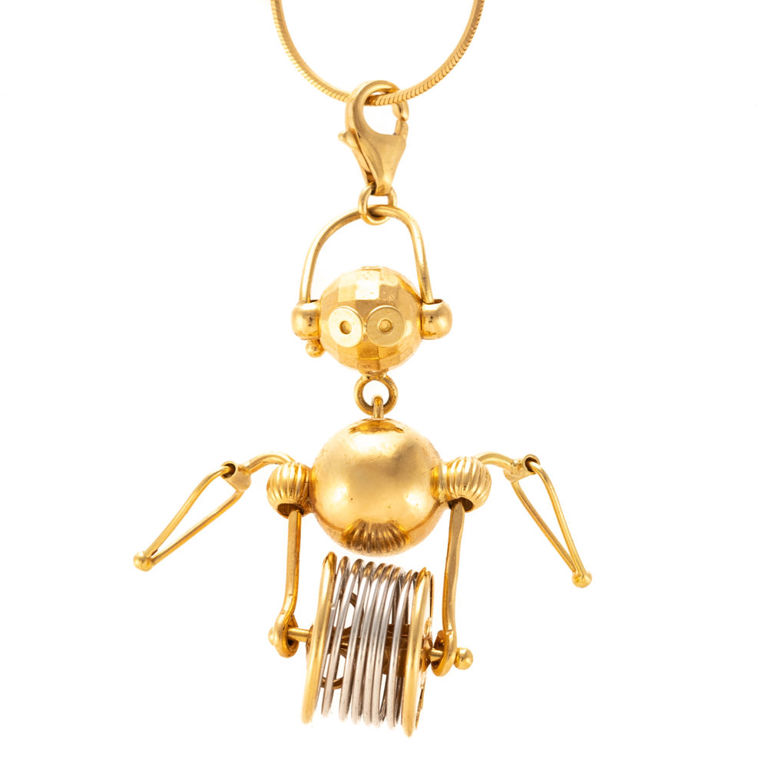 18k yellow gold articulating pendant on chain