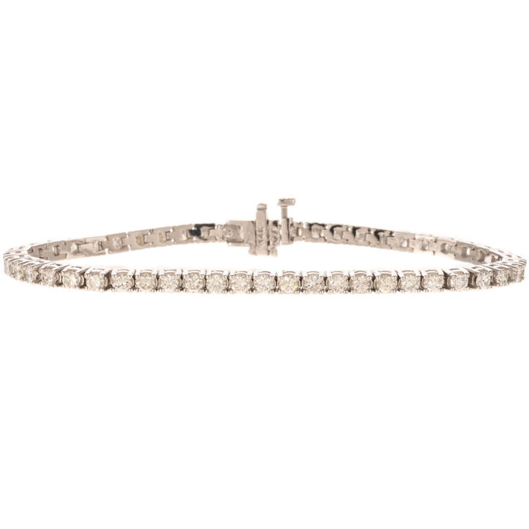 14k white gold diamond line bracelet