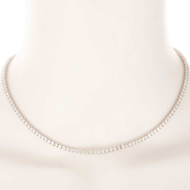 14k white gold diamond line necklace