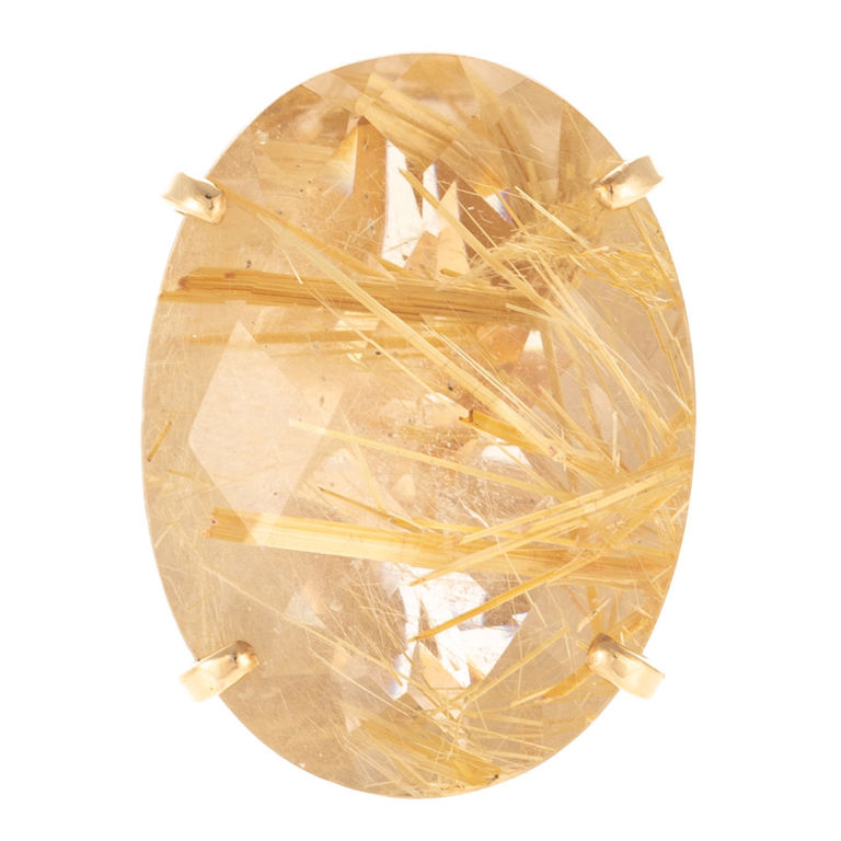 14k yellow gold rutilated quartz ring