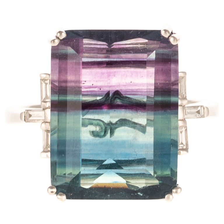 14k white gold fluorite and diamond ring