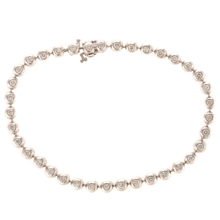 14k white gold diamond line bracelet