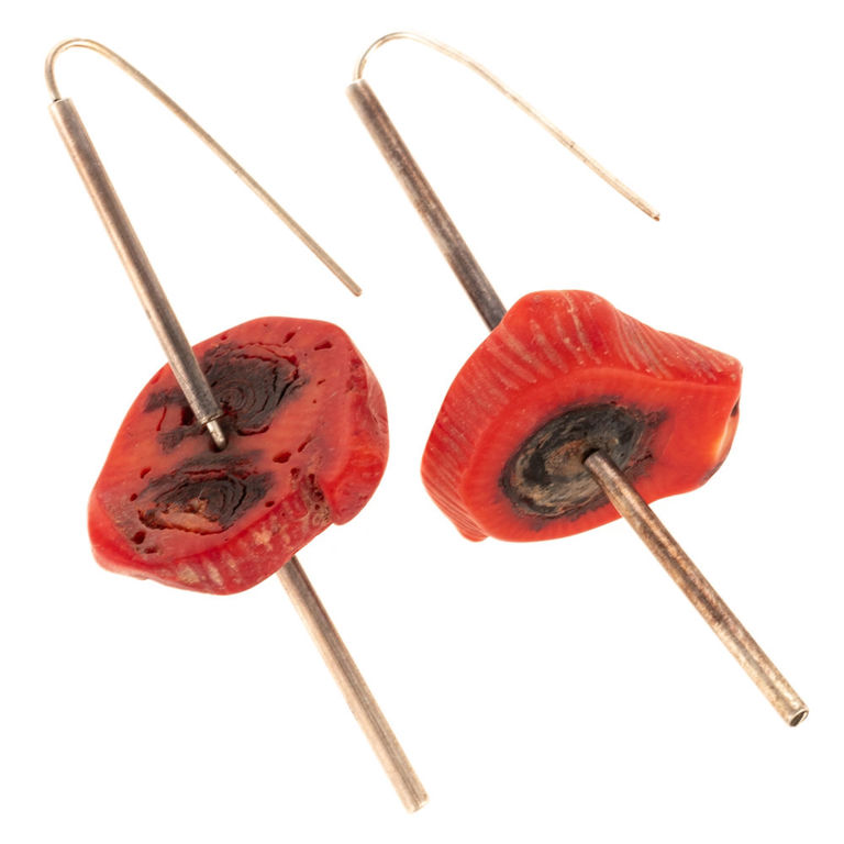 Sterling silver coral earrings