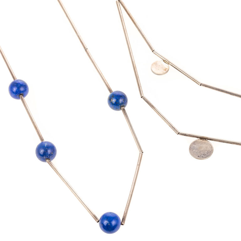 Two sterling silver lapis lazuli necklaces