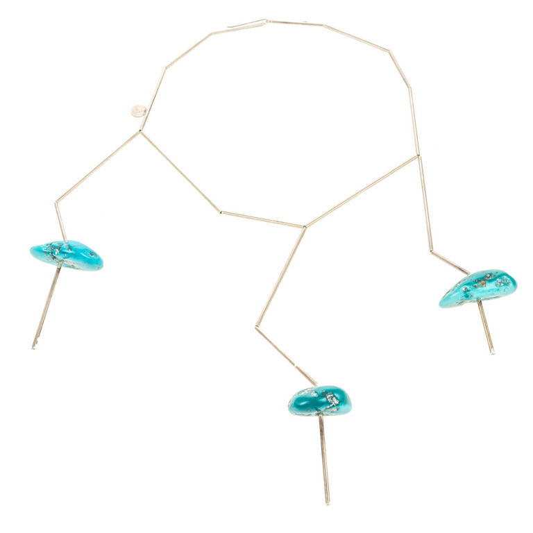 Sterling silver turquoise tassel necklace