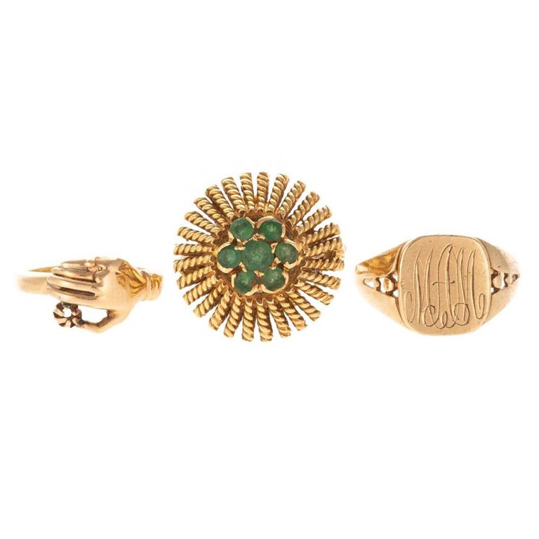 Three gold rings