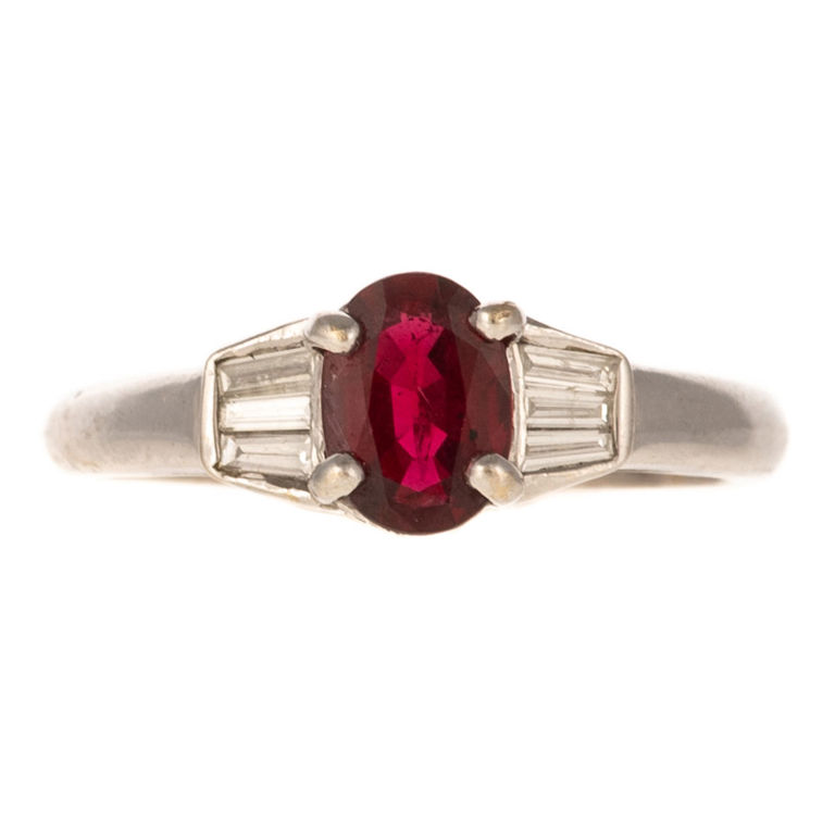 14k white gold ruby and diamond ring