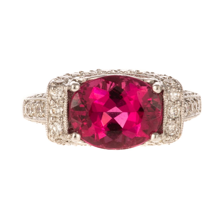 18k white gold tourmaline and diamond ring