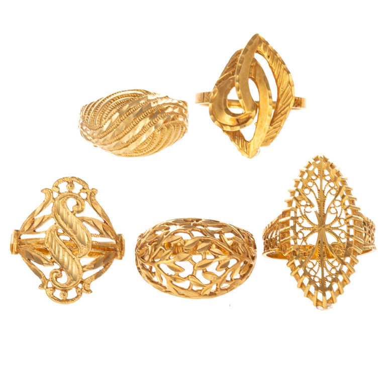 Five 14k and 18k gold gold rings