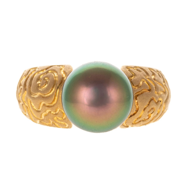 18k yellow gold pearl ring
