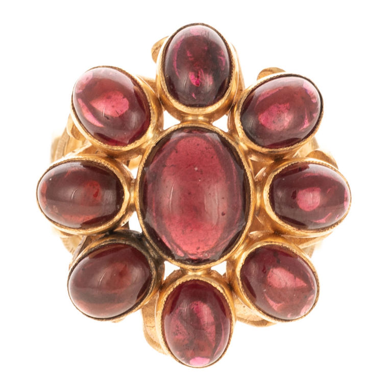 14k yellow gold garnet ring