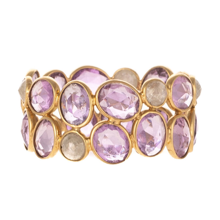18k yellow gold pink sapphire and diamond ring