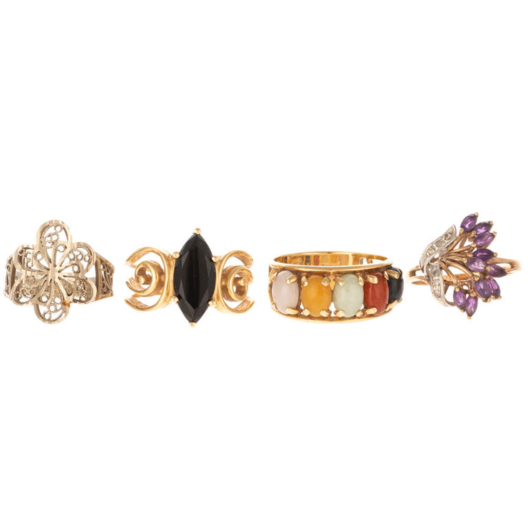 Collection of 10k and 14k gold wide rings