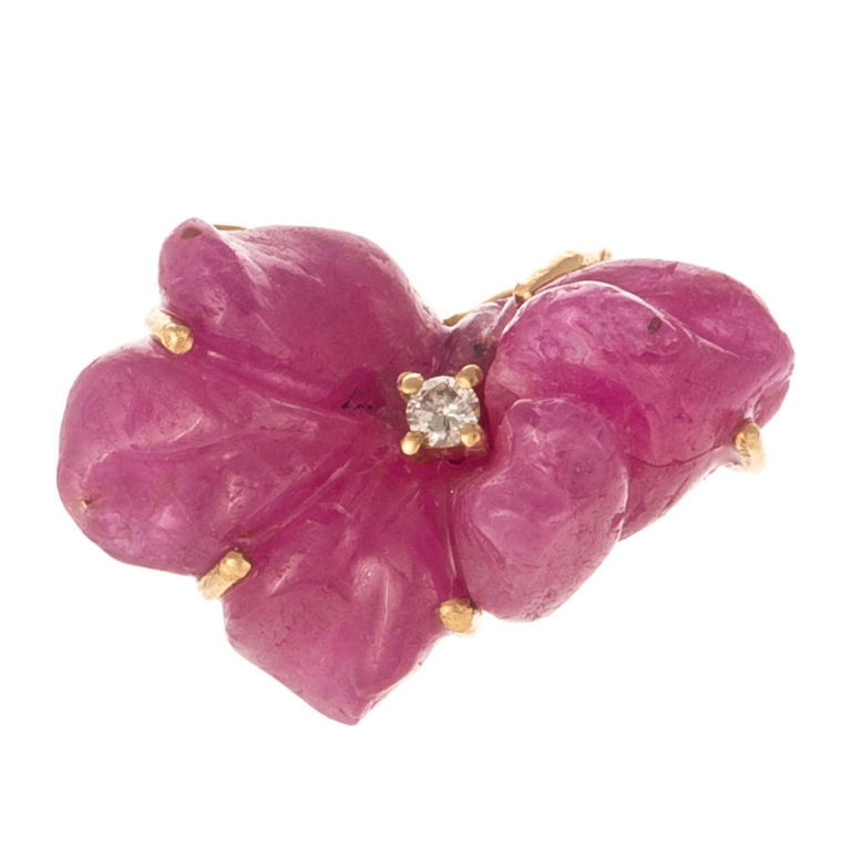 18k yellow gold sapphire and diamoond flower ring