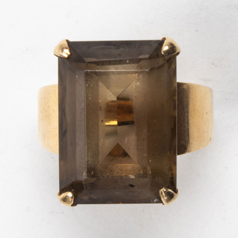 14k gold smokey quartz ring