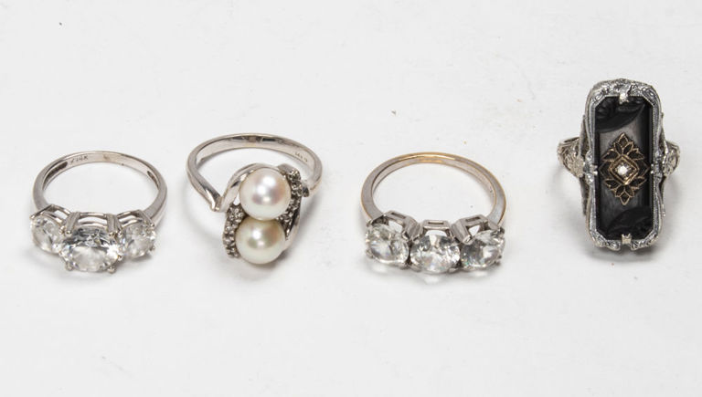 14k white gold gemstone rings