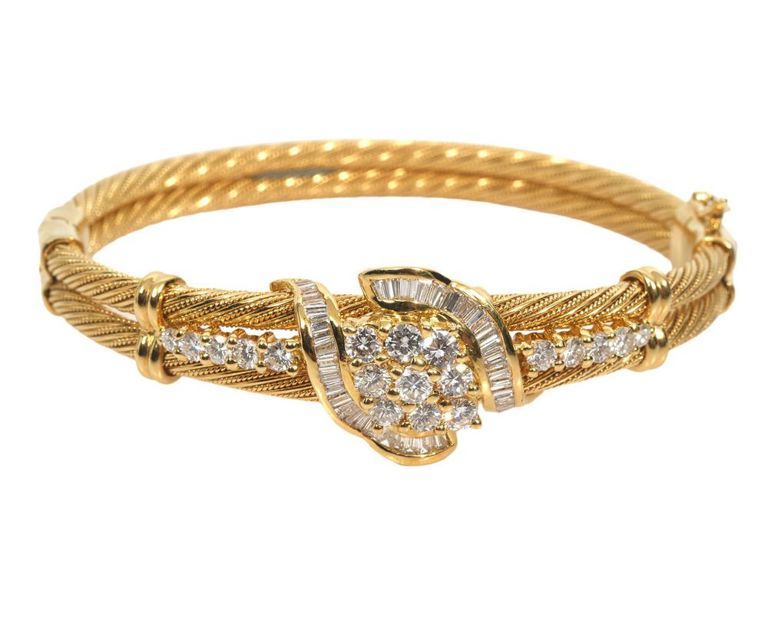 18k gold diamond twisted cable bracelet