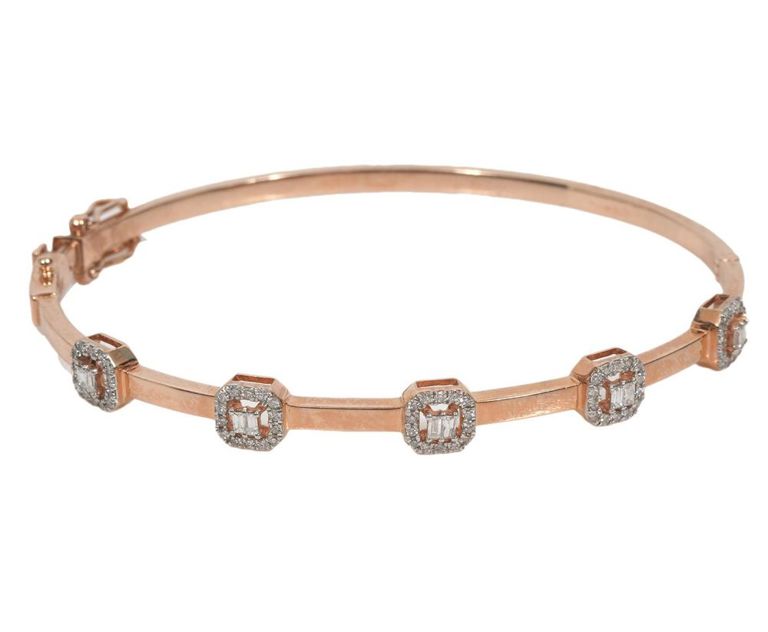 14k rose gold diamond hinged bangle