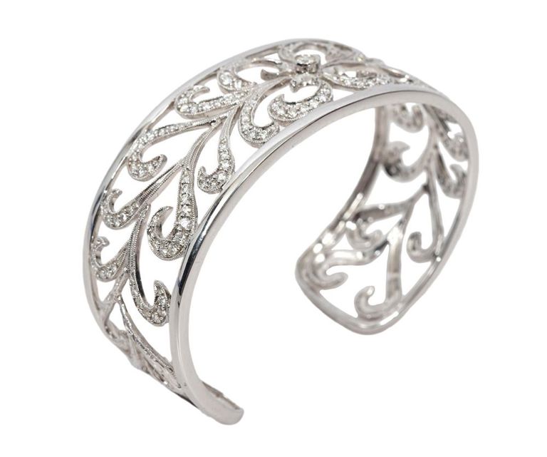 18k white gold diamond cuff bracelet