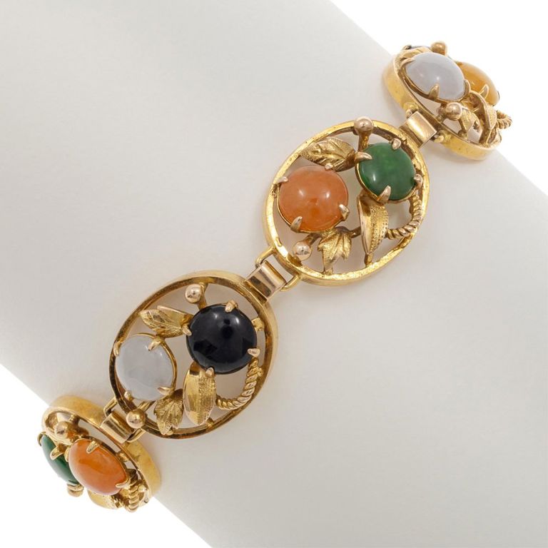 14k yellow gold jade bracelet