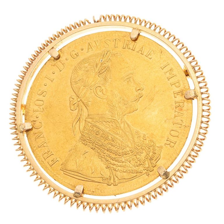 18k gold Austrian ducat pin